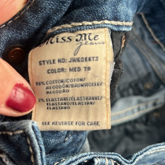 Miss Me Jeans Women’s 26 straight leg stretch blue denim cow print pocket pants - Picture 8 of 9